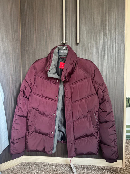 Burgundy puffer jacket